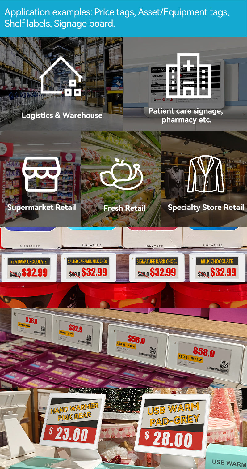 Hipoink Wholesales Four Color Electronic Shelf Label BWRY Digital Price Tag