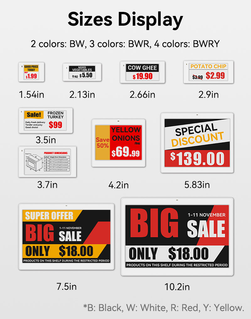 Hipoink Wholesales Four Color Electronic Shelf Label BWRY Digital Price Tag