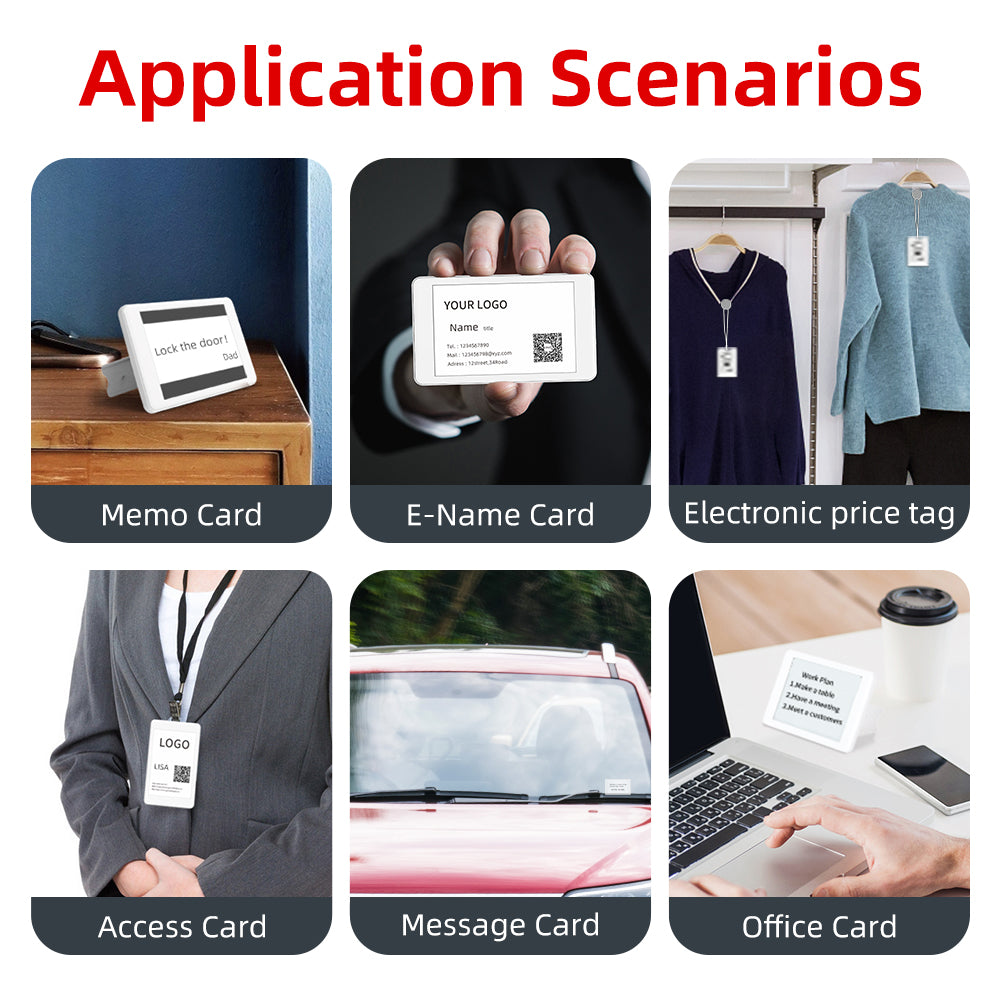 Always E-badges 3.52’’ & 2.13’’, NFC function of mobile phone to update information, no battery Always E-badges