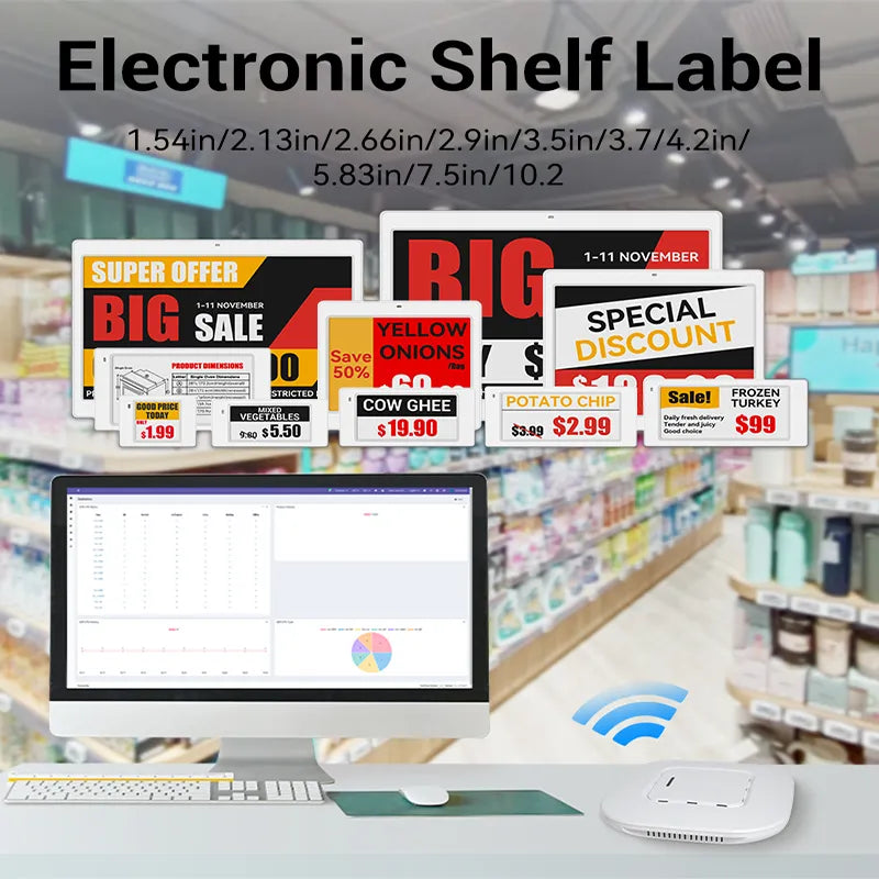 Hipoink Wholesales Four Color Electronic Shelf Label BWRY Digital Price Tag